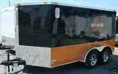 12FT ORANGE AND BLACK V-NOSE CARGO TRAILER