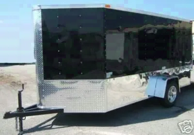 BLACK 12FT V NOSE CARGO TRAILER MOTORCYCLE PACKAGE