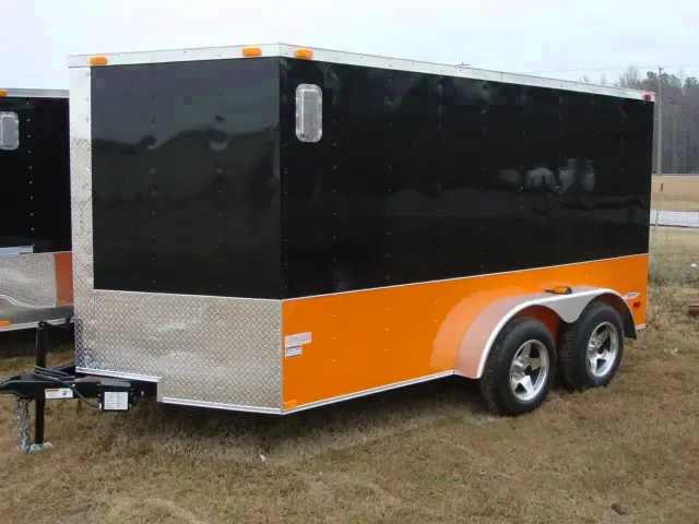 V-NOSE 12FT ORANGE AND BLACK CARGO TRAILER