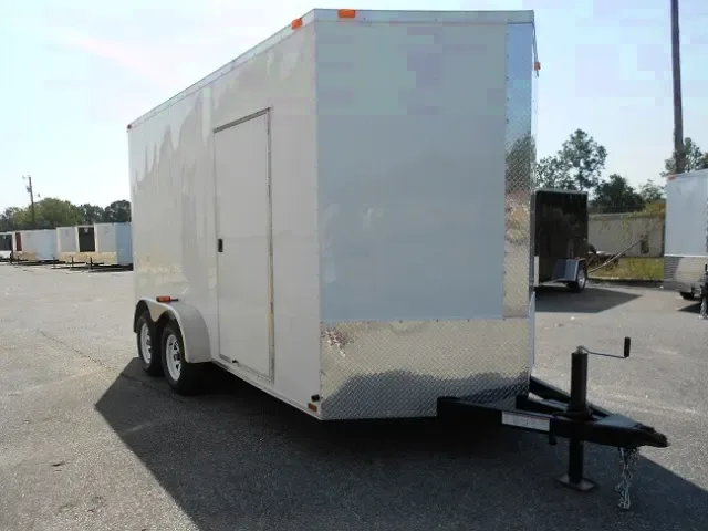 14ft White V-nose Enclosed Cargo Trailer