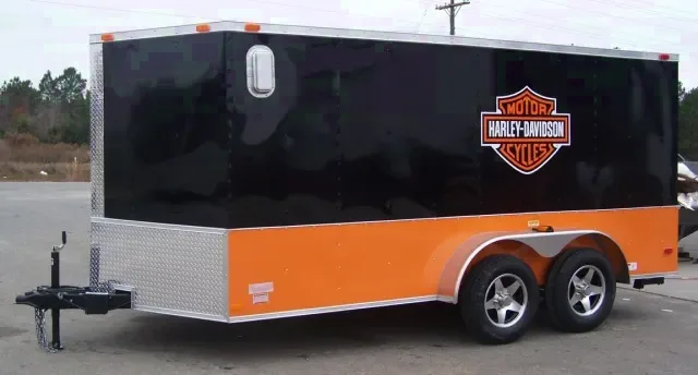 14FT T.A. BLACK/ORANGE CUSTOM HARLEY TRAILER