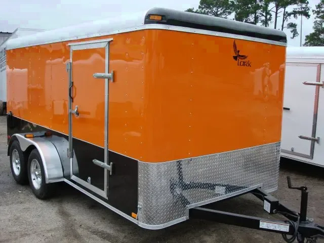 14FT ORANGE W/BLACK TRIM CARGO TRAILER