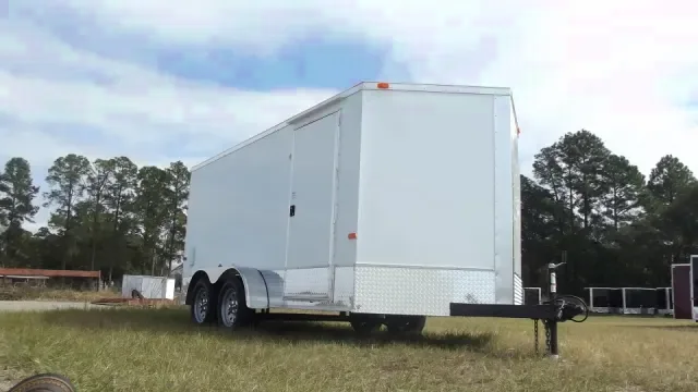 14ft White TA V-Nose, Ramp, Side Door