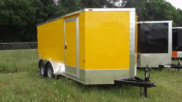 Yellow 14ft V-nose w/Rear Ramp
