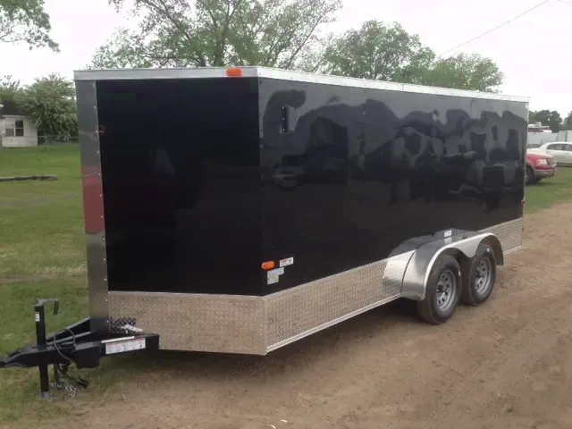 16ft Trailer V -Nose - Black - Ramp - 3500# Dropped Leaf Spring Axles
