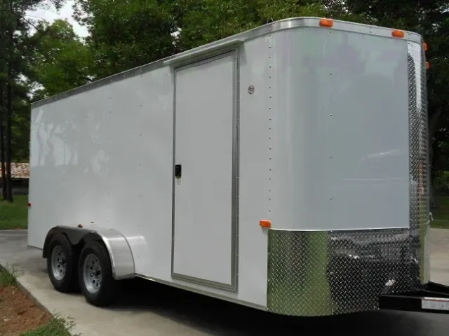 WHITE 16FT TA V-NOSE CARGO TRAILER
