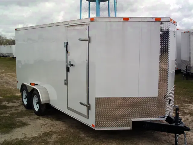 16FT V-NOSE WHITE CARGO TRAILER