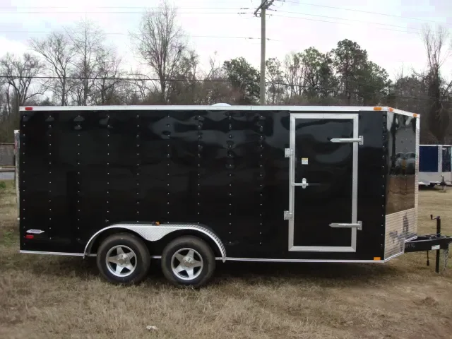 16FT BLACK V-NOSE CARGO TRAILER W/RAMP