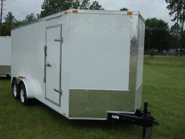 16FT WHITE CARGO TRAILER W/BARN DOORS