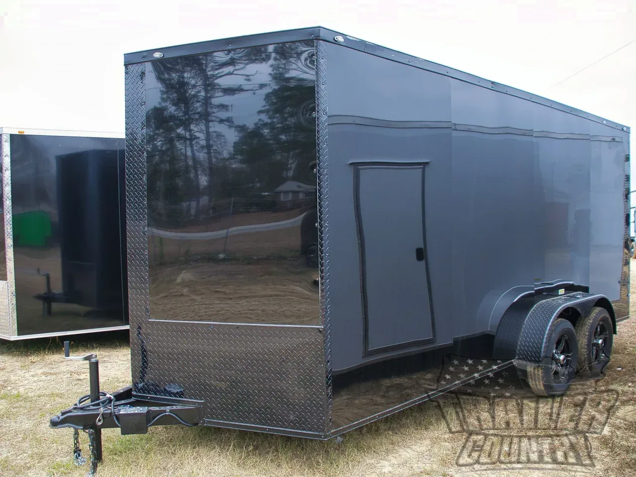 2026 NEW 7 x 16 V-Nosed Enclosed Motorcycle Cargo Trailer w/BLACKOUT PACKAGE