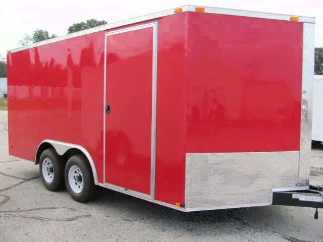 16FT  RED V-NOSE CAR HAULER/CARGO TRAILER