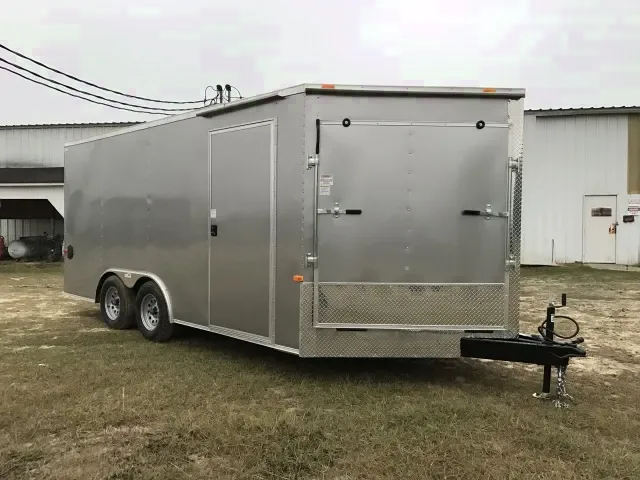 16ft Pewter Cargo Trailer V-nose Ramp Door