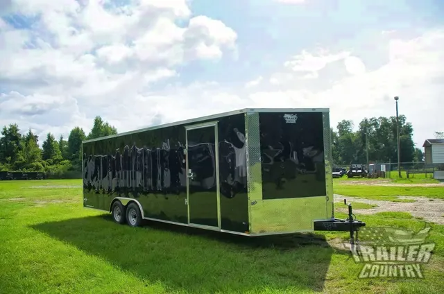2026 New Model 8.5x24 Tandem Axle, V-Nosed Enclosed Car Hauler Trailer w/5,200 Dexter Axles, Heavy Duty Frame and Your Choice of Color.