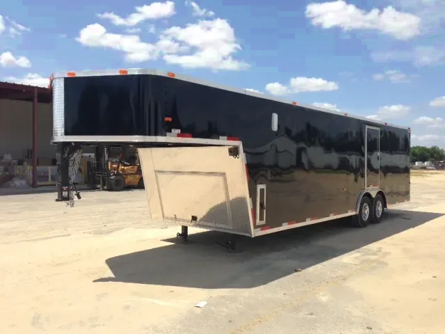 Black 34ft Tandem Axle -  Heavy Duty Gooseneck w/Ramp