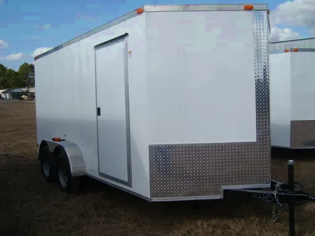 14FT TANDEM V Nose Enclosed Trailer-WHITE