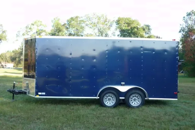INDIGO BLUE 16FT V Nose Enclosed Trailer-RAMP