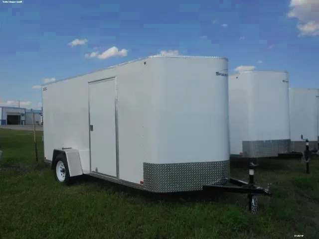 12FT WHITE CARGO TRAILER WITH ROUNDED V-NOSE