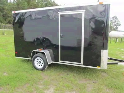12ft Black Single Axle Flat Front CargoTrailer