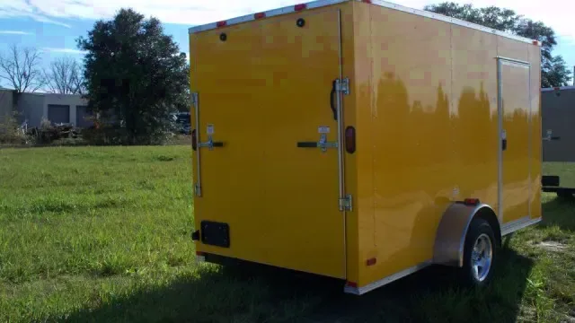12ft Yellow Single Axle V Nose Enclosed