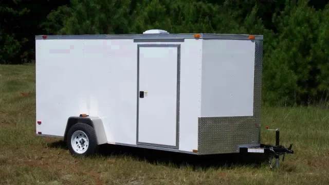 12ft Single Axle White V Nose Cargo Trailer