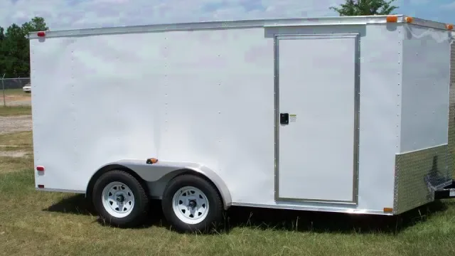 14ft White Tandem Axle Cargo Trailer