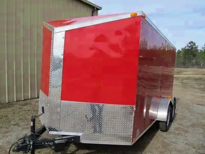16ft Red Slant V Nose Enclosed Trailer