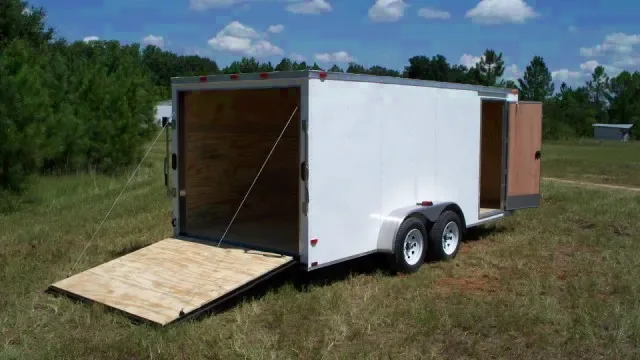 16ft White Flat Front Enclosed Trailer