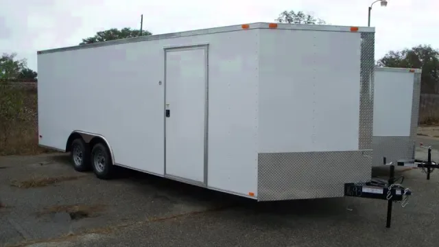 24ft White V Nose Enclosed Trailer