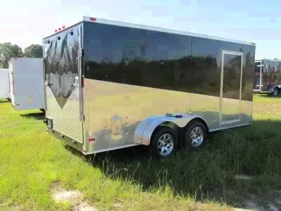 18FT BLACK SLANT V CARGO TRAILER W/ ATP SIDES