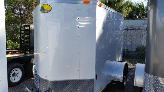 8FT  WHITE CARGO TRAILER WITH RAMP DOOR
