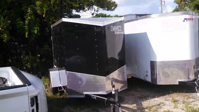 BLACK 8FT WEDGE FRONT CARGO TRAILER WITH REAR RAMP DOOR