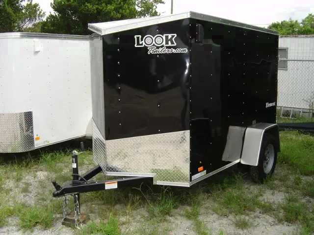 8FT  BLACK WEDGE FRONT CARGO TRAILER WITH RAMP DOOR