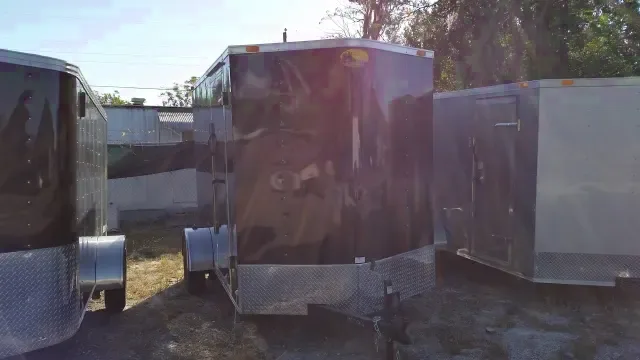 10FT V-NOSE CARGO ENCLOSED TRAILER BLACK WITH RAMP