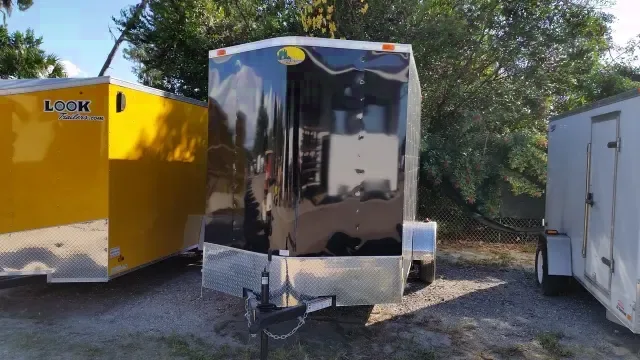 12FT  BLACK V-NOSE CARGO TRAILER W/3500LB AXLES