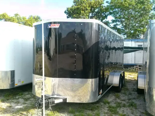 16FT BLACK V-NOSE CARGO TRAILER-FINISHED INTERIOR