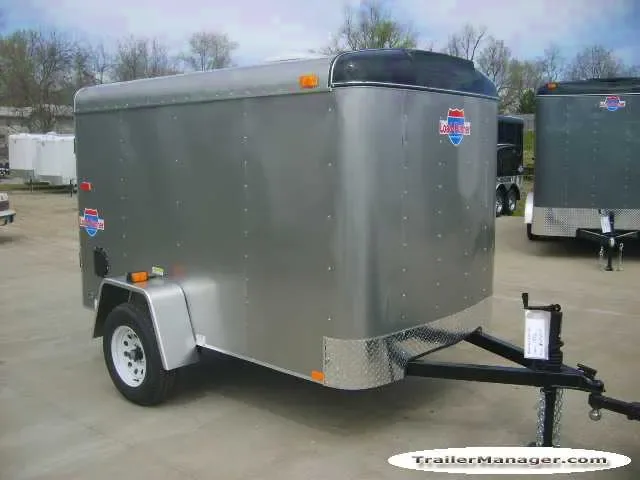 10ft Cargo Trailer, Flat Front, Grey, Single Rear Door
