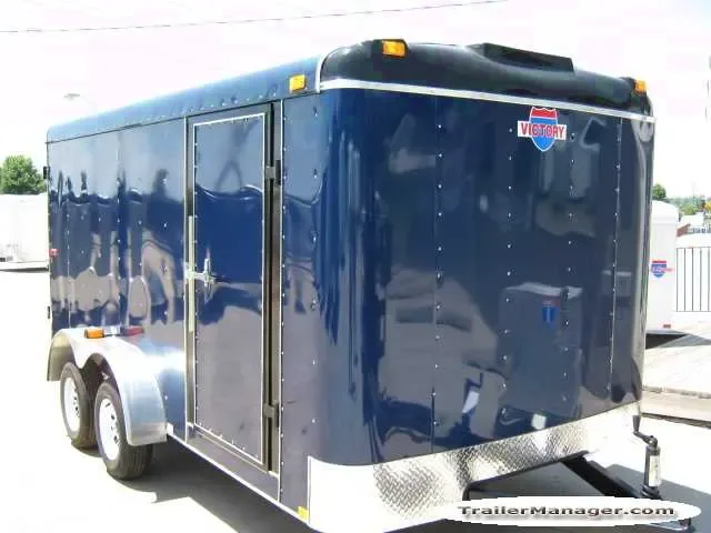14ft Blue Cargo Trailer w/Double Rear Doors