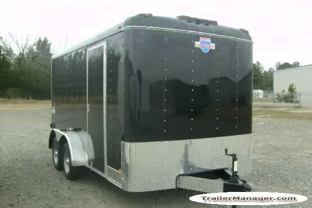 14ft Black Flat Front Barn Door Cargo Trailer
