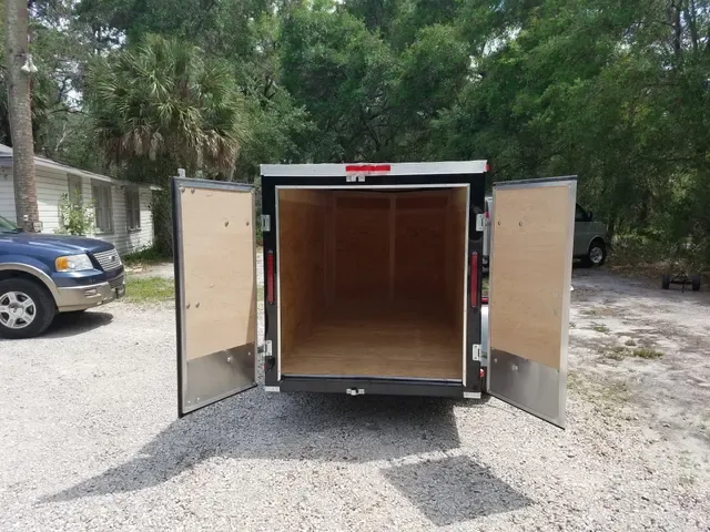 2025 Black V-Nose 5x10 Cargo Trailer with Double Rear Doors - Ft. Pierce, FL