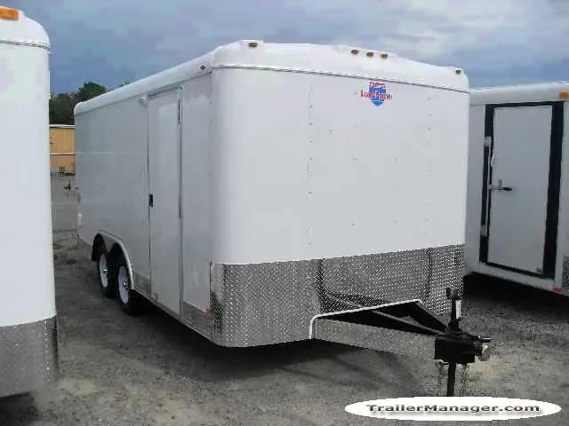 FLAT FRONT 16FT  Tandem Axle WHITE With Ramp