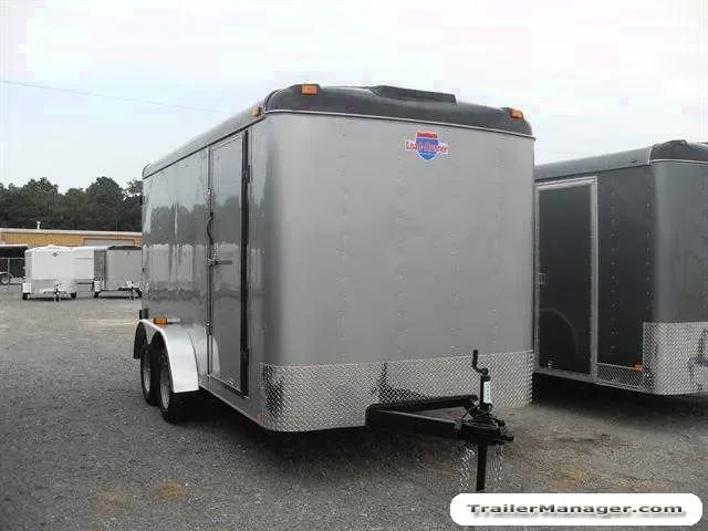 14ft  Flat Front Charcoal Cargo Trailer With Double Door