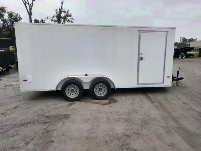 2025 White V-nose 7x12 Tandem Axle Enclosed Cargo Trailer