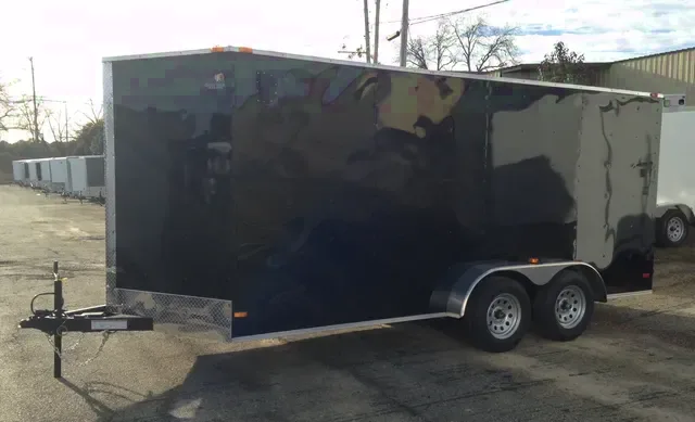 7 x 16 BLACK V-NOSE CARGO TRAILER