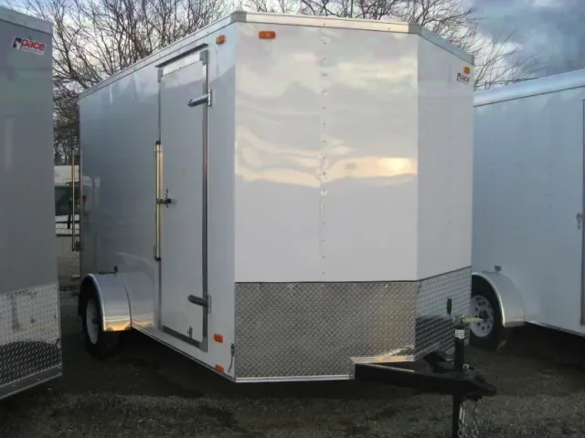 12ft Single Axle Cargo-White V-Nose
