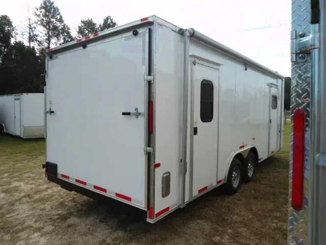 White 22ft Enclosed Cargo Trailer with Awning