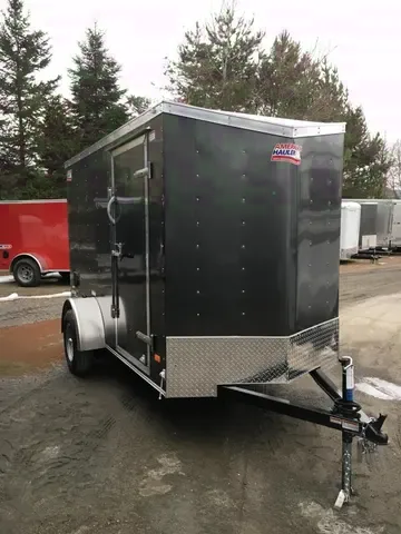 10ft Enclosed Cargo Black Wedge Front with Spare Tire