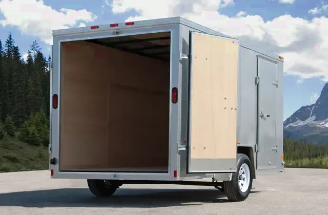 Charcoal 12ft Single Axle V-nose with Double Doors