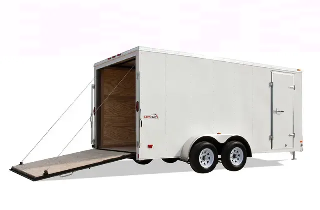 14ft Tandem Axle - White - V-nose - Ramp