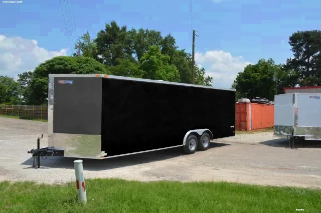 Black V-nose Cargo 24ft Tandem Axle w/Ramp Door (Black)