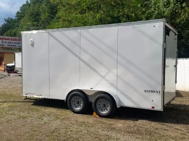 White 16ft V-nose with Ramp Door